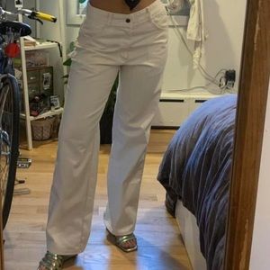 high-waisted vintage white carpenter/painter jeans